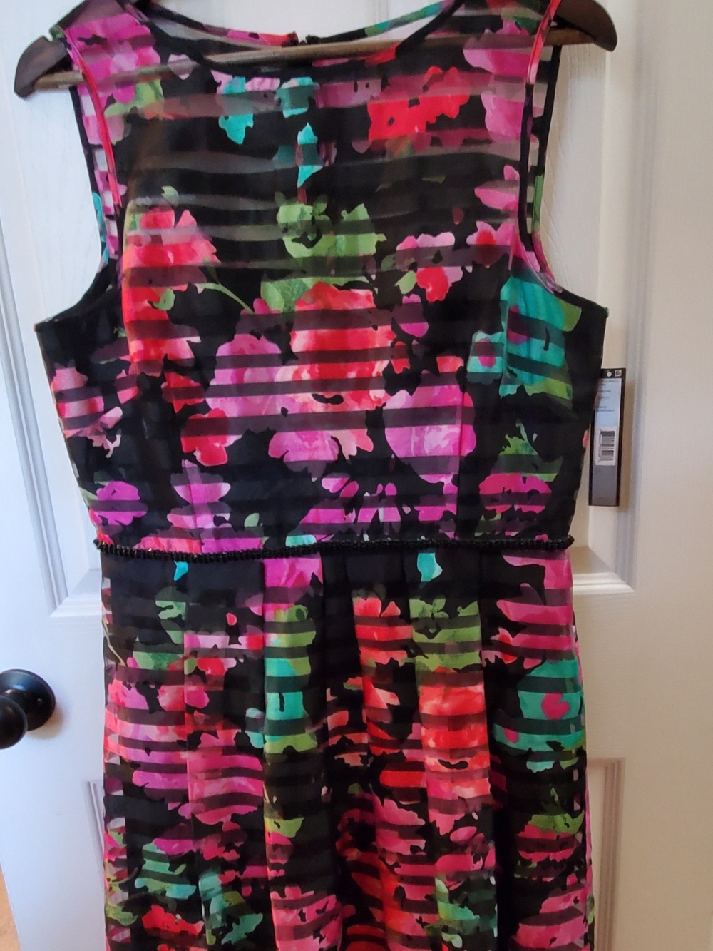 NWT Tahari Arthur S Levine Size 12 Floral Stripe Fit & Flare Dress
